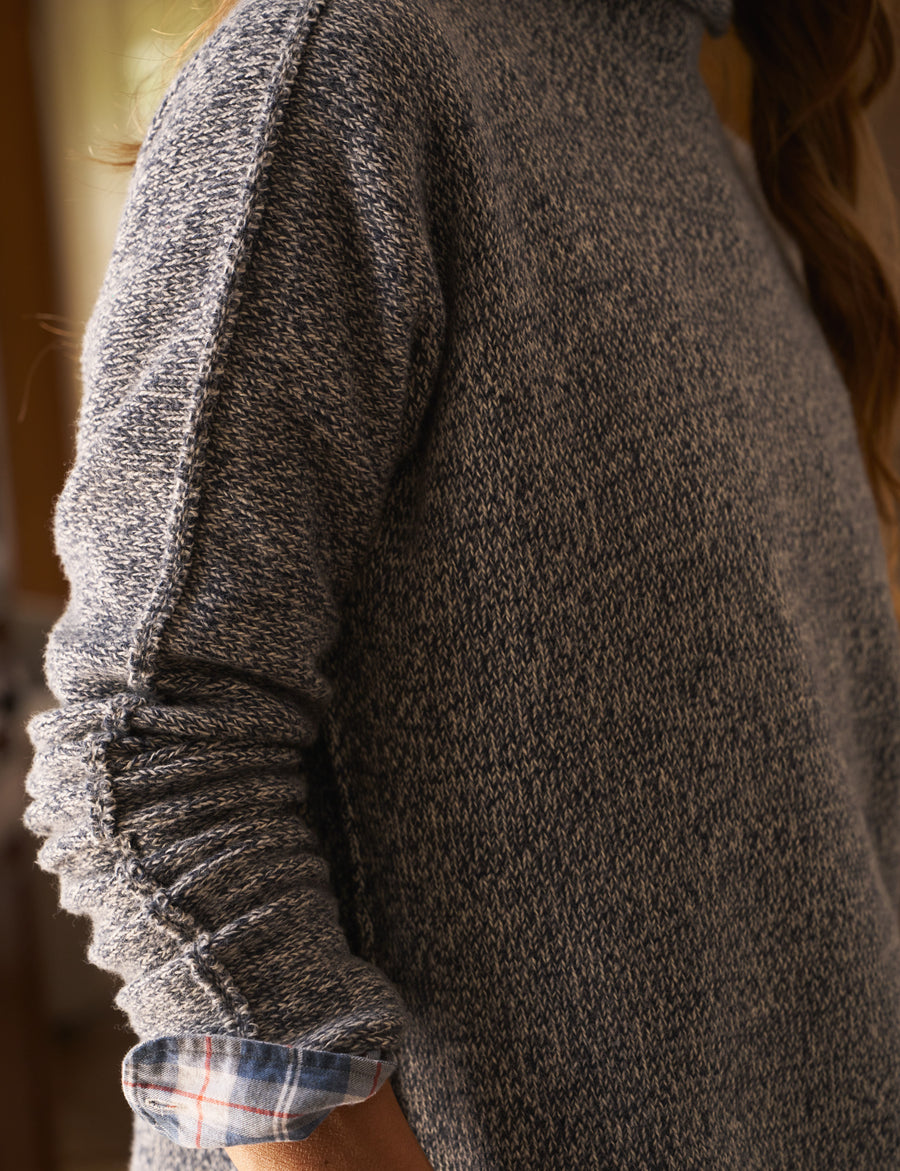 MONTEREY Dark Gray and Navy Melange, Pure Japanese Cotton