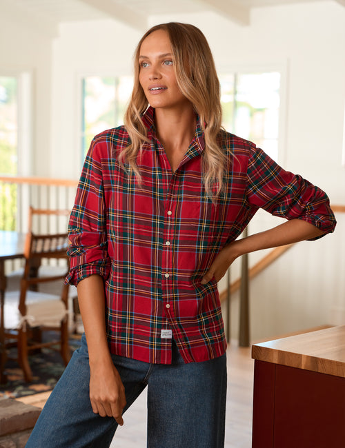 EILEEN Red Holiday Plaid, Italian Cashmere Touch, front view