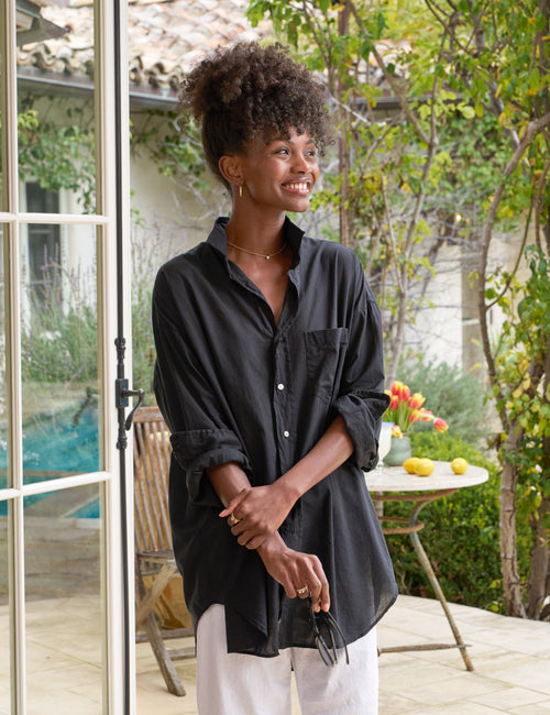 MACKENZIE Black, Organic Voile, front view