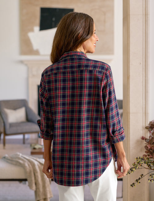 EILEEN Red and Yellow with Navy Plaid, Italian Flannel, alternate view
