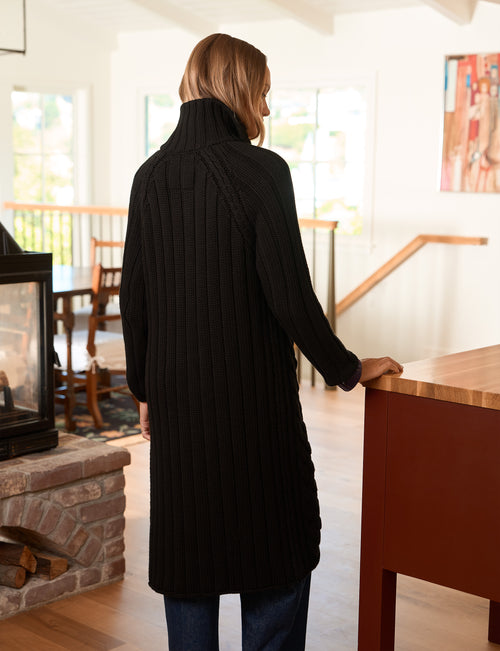COTSWOLDS COATIGAN Black, Pure Italian Cotton, alternate view
