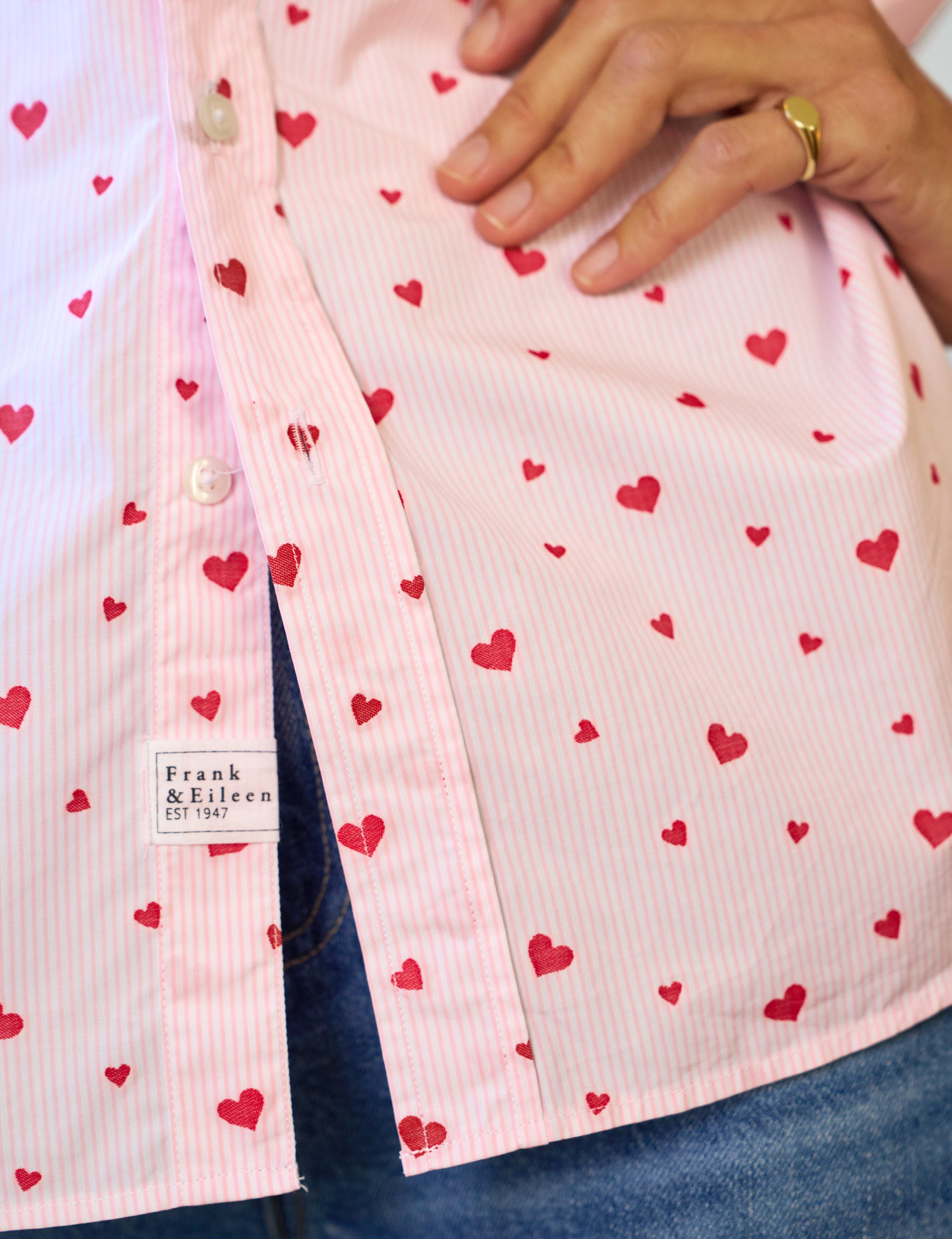 EILEEN Pink Stripe with Hearts, Italian Cotton