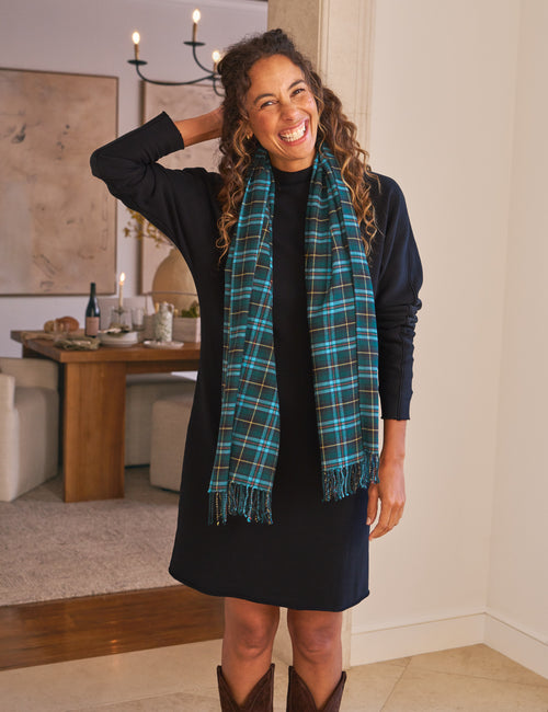 NOELLE Blue and Green with Yellow Plaid, front view