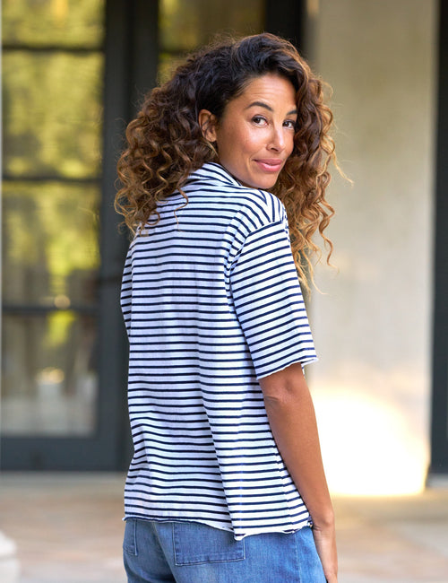 PATTY Navy French Stripe, Vintage Jersey, alternate view