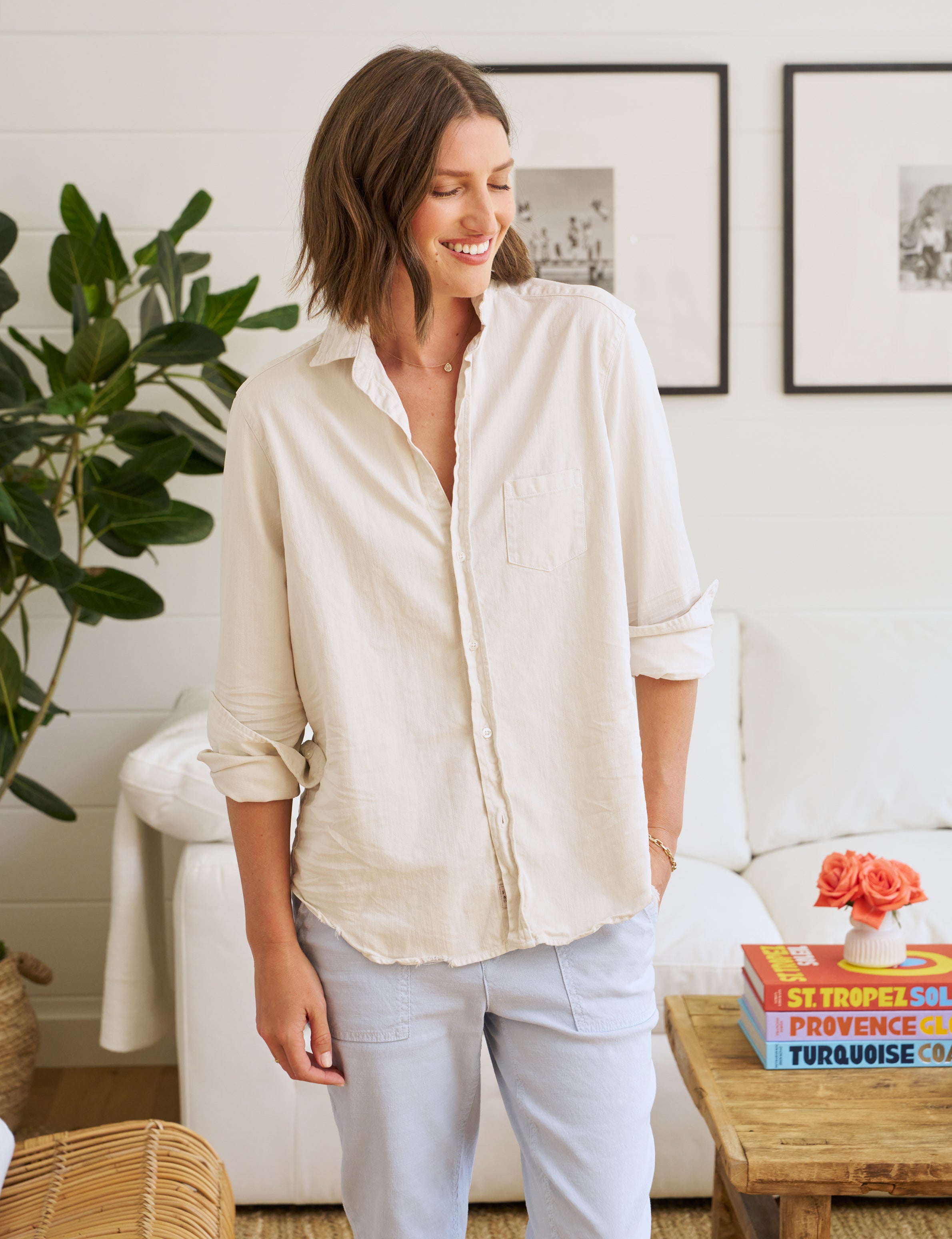 Eileen, Relaxed Button-Up Shirt, Cream – Frank & Eileen