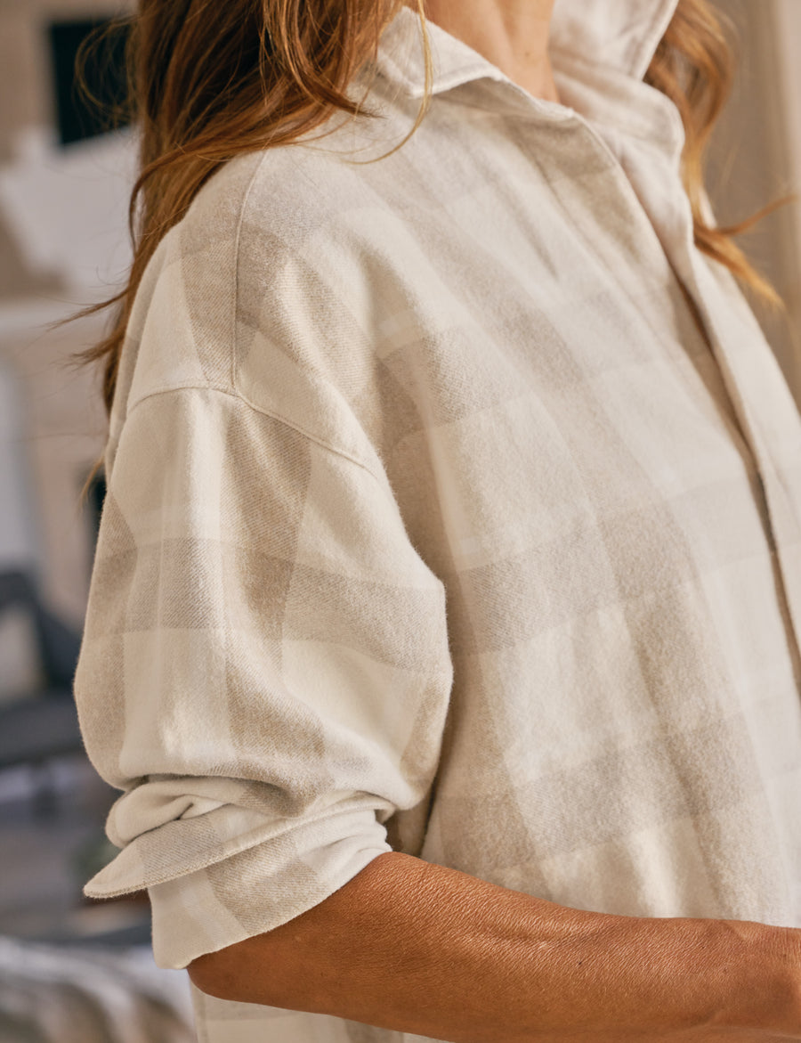 SHIRLEY Cream and Camel Plaid, Italian Flannel