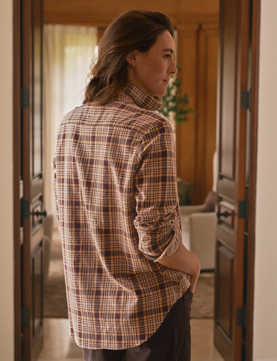 EILEEN Brown and Cream with Yellow Plaid, Italian Flannel