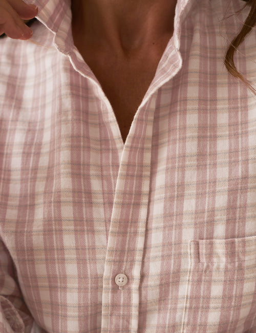 EILEEN Pink and White with Gray Plaid, Italian Flannel, view 3