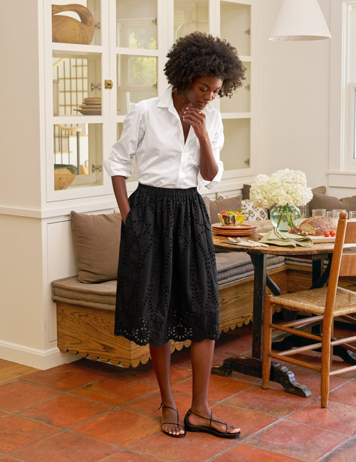 GRACE SKIRT Black, Eyelet Cotton, view 4