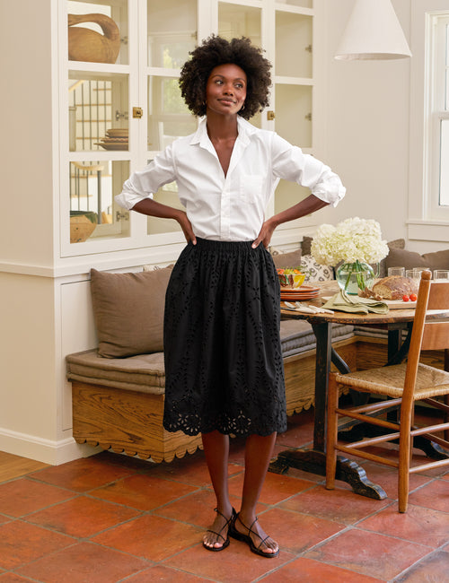 GRACE SKIRT Black, Eyelet Cotton, view 5