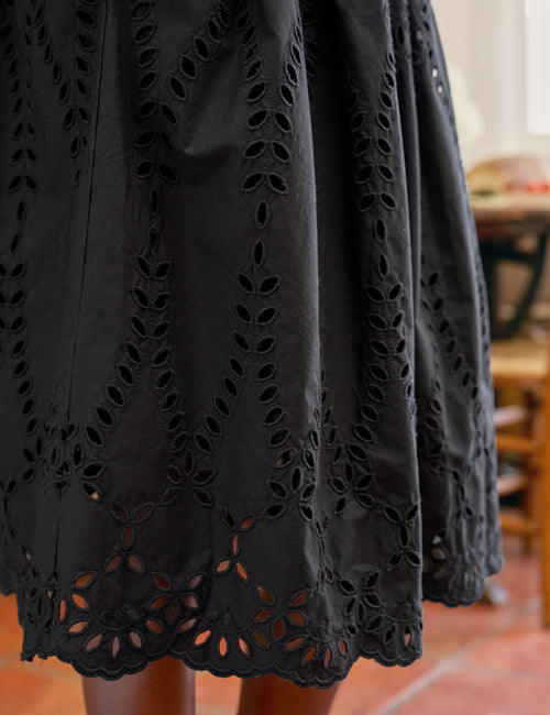 GRACE SKIRT Black, Eyelet Cotton, view 3