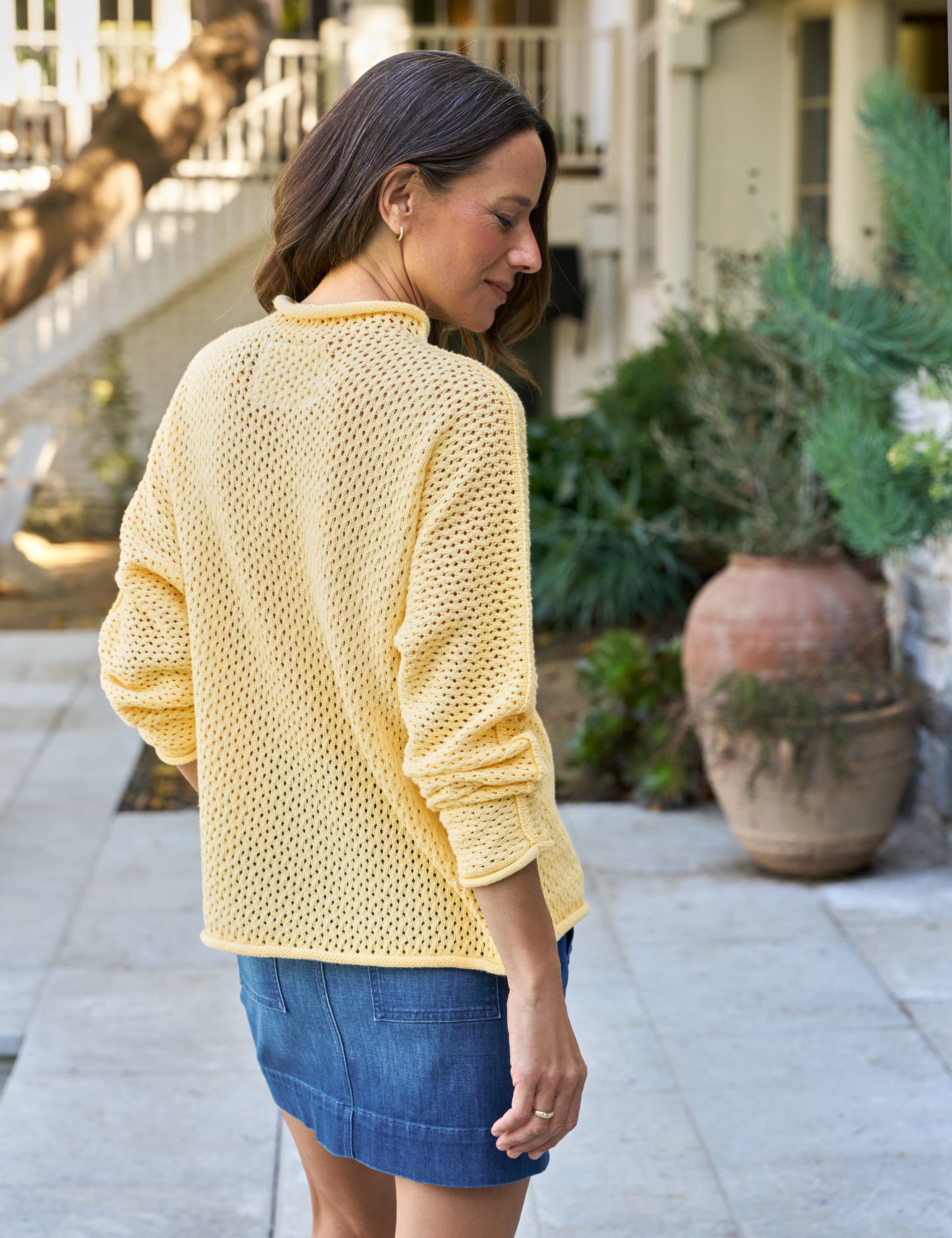 MONTEREY POINTELLE Lemon Yellow, Pure Italian Cotton, alternate view