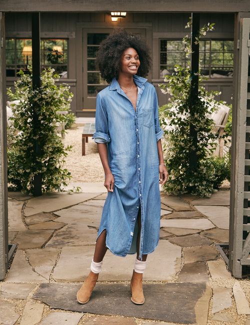 Rory, Maxi Shirtdress, Vintage Blue Denim