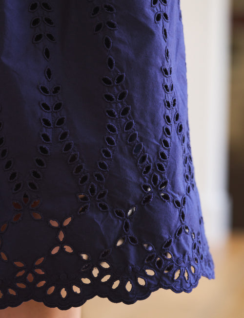 GRACE SKIRT Navy, Eyelet Cotton, view 4