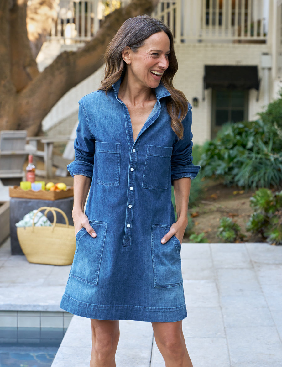 Frank & Eileen Ireland Dress 1984 Wash, Italian Dream Light Denim Indigo XS