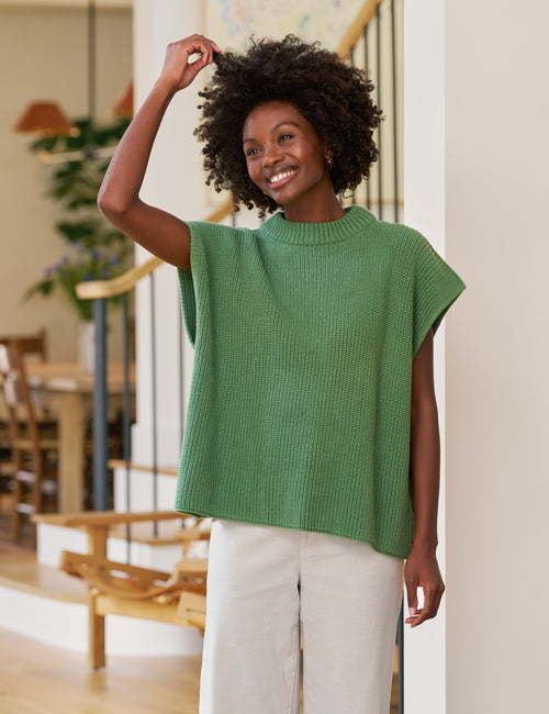 MONTECITO VEST Eucalyptus, Pure Italian Cotton, front view
