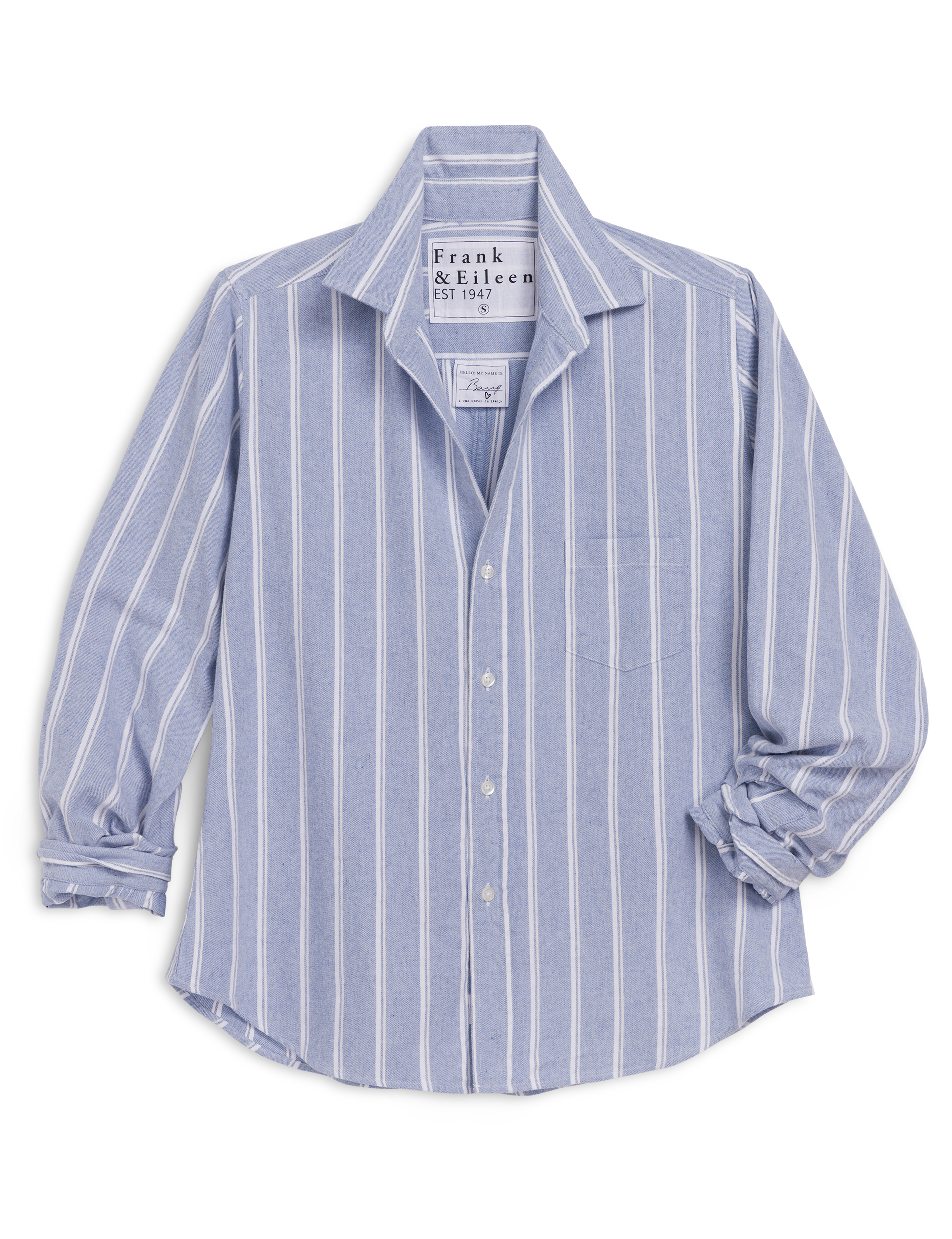 BARRY Blue with White Stripe, Italian Flannel, front view