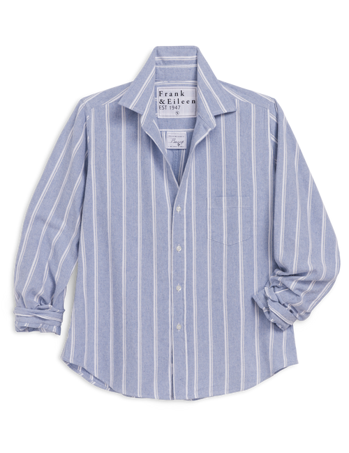 BARRY Blue with White Stripe, Italian Flannel, front view