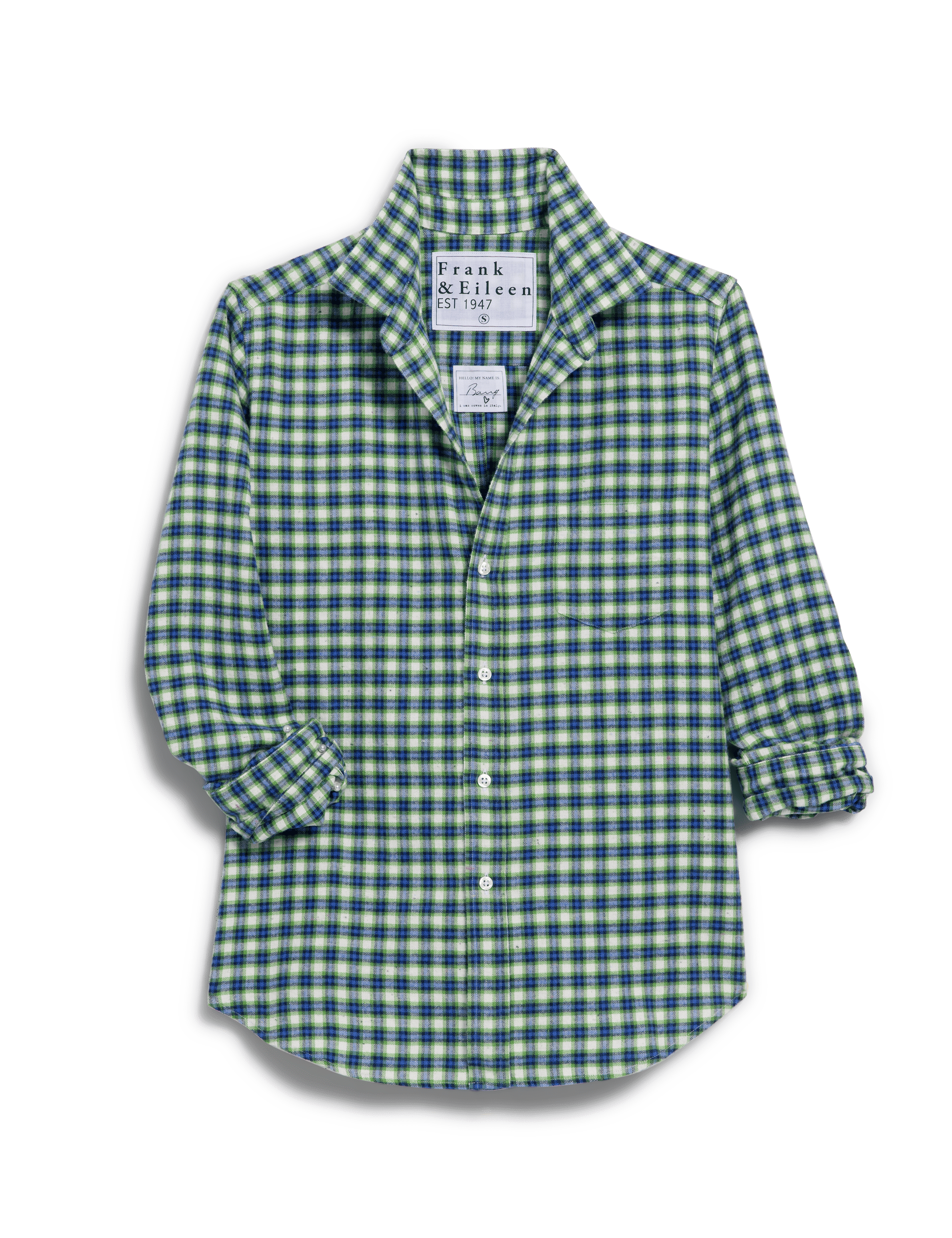 BARRY Blue and Green with Navy and White Plaid, Italian Flannel