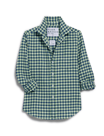 BARRY Blue and Green with Navy and White Plaid, Italian Flannel