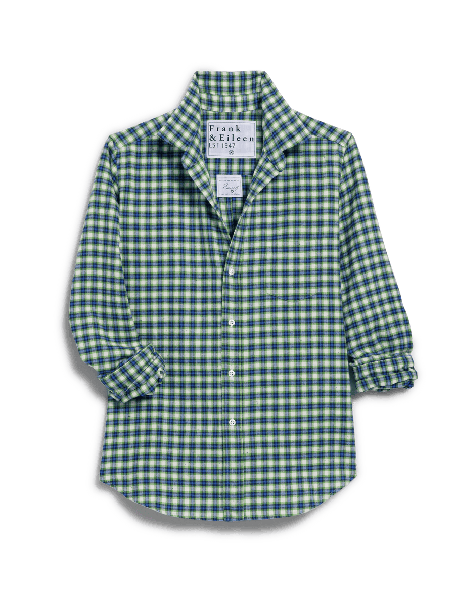 BARRY Blue and Green with Navy and White Plaid, Italian Flannel