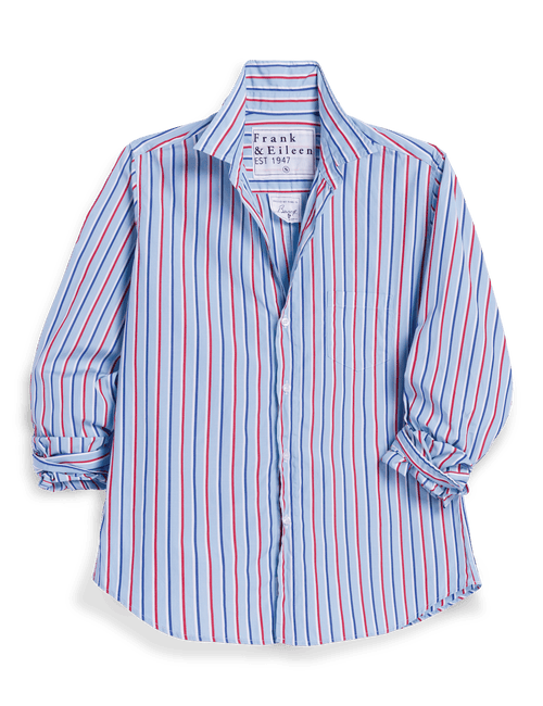 Striped shirt with brand label on a transparent background, view 4
