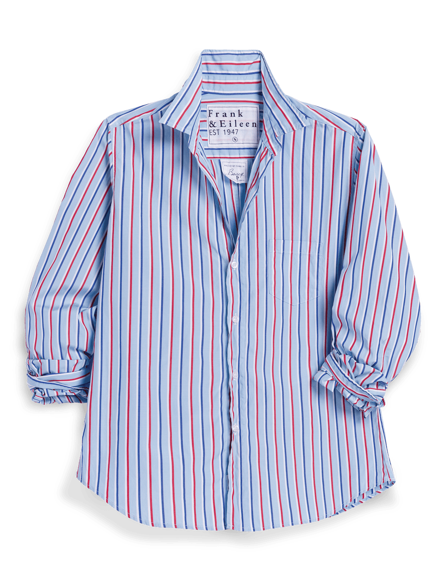 大人気【Frank&Eileen】スキッパーシャツ ギンガムチェック　BARRY Barry, Tailored Button-Up Shirt, Blue Red Stripe | Frank & Eileen