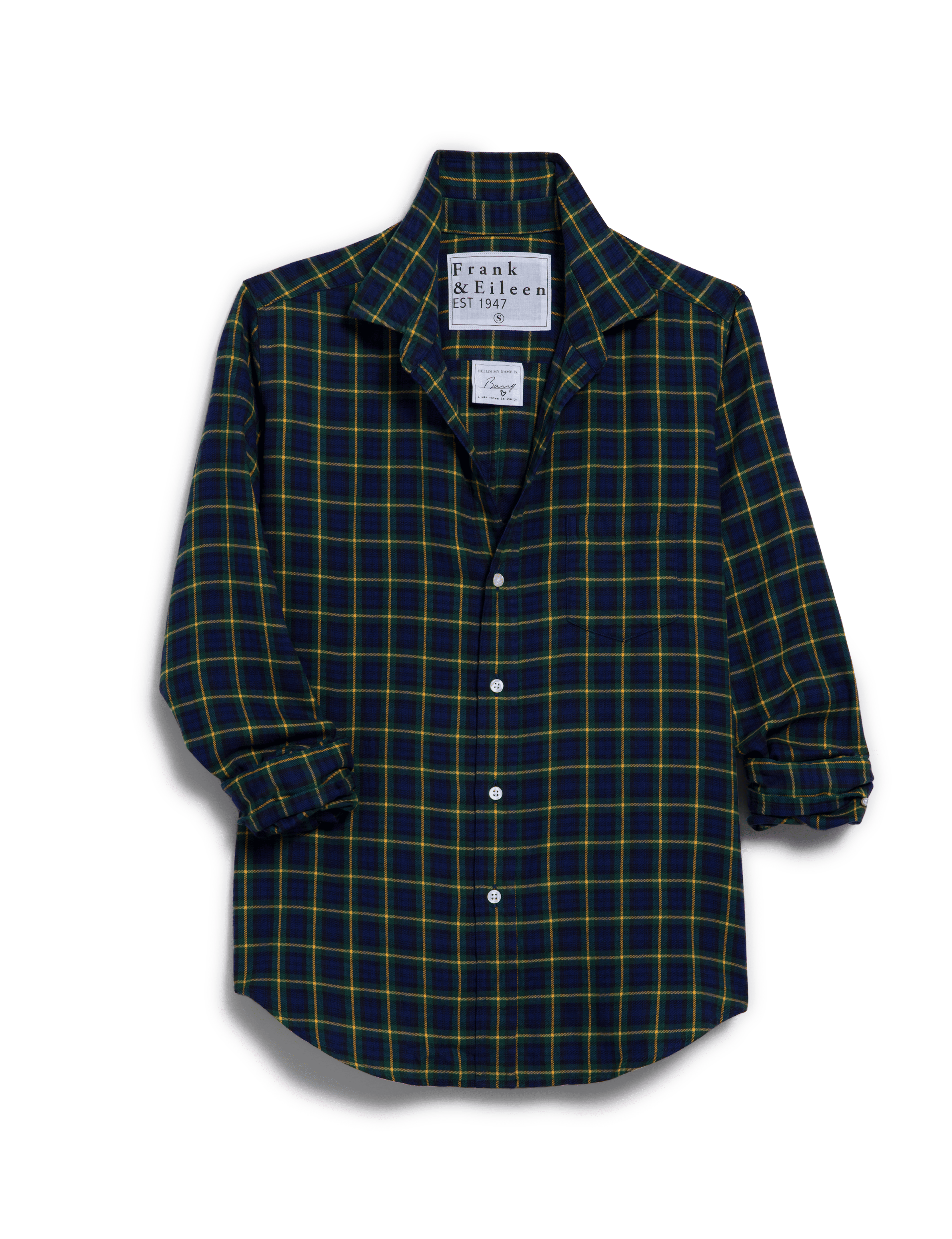 BARRY Navy and Green with Yellow Tartan, Italian Flannel