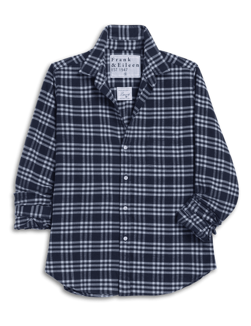 BARRY Navy and Light Blue Plaid, Italian Flannel, front view