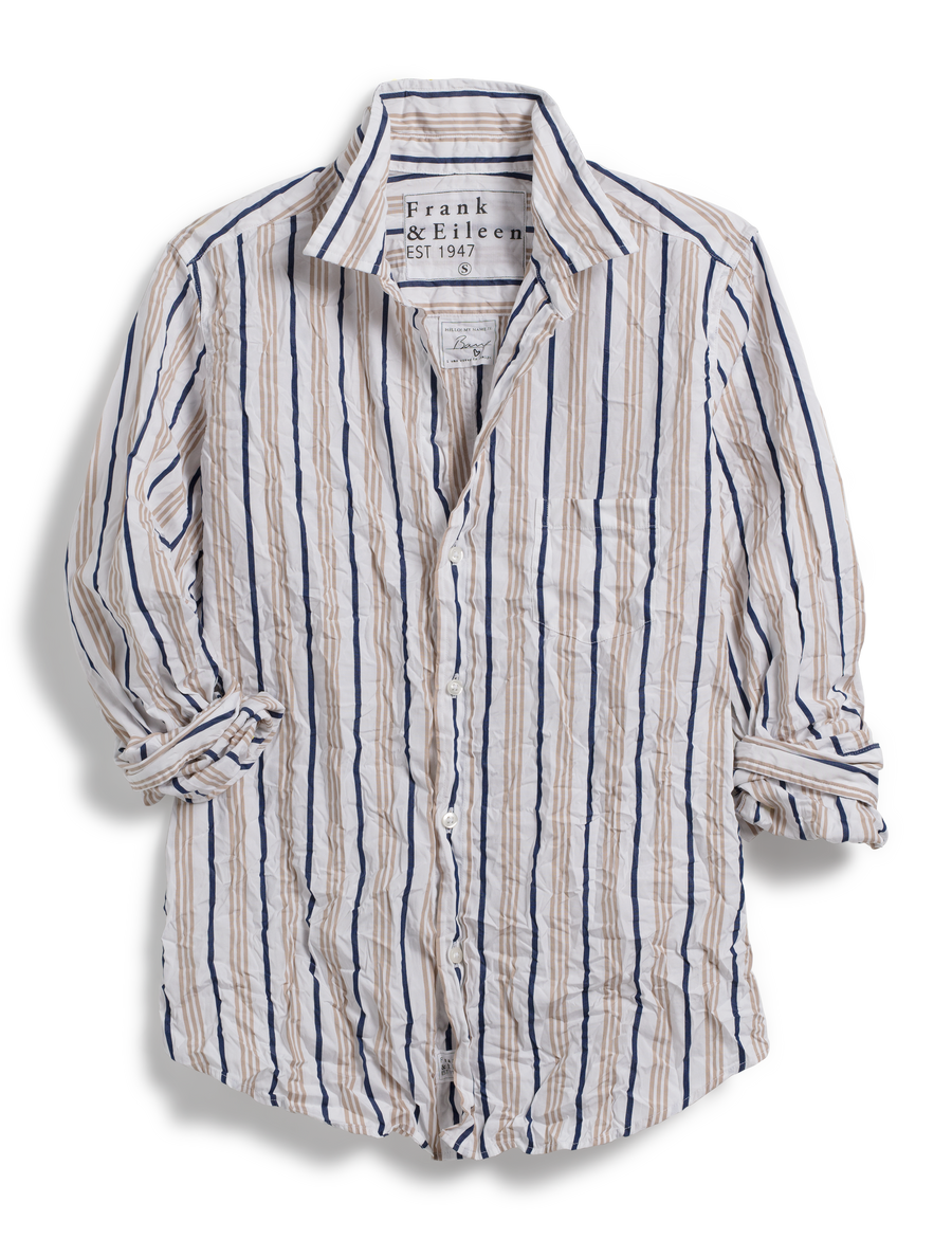 BARRY Navy and Sand Stripe, Signature Crinkle