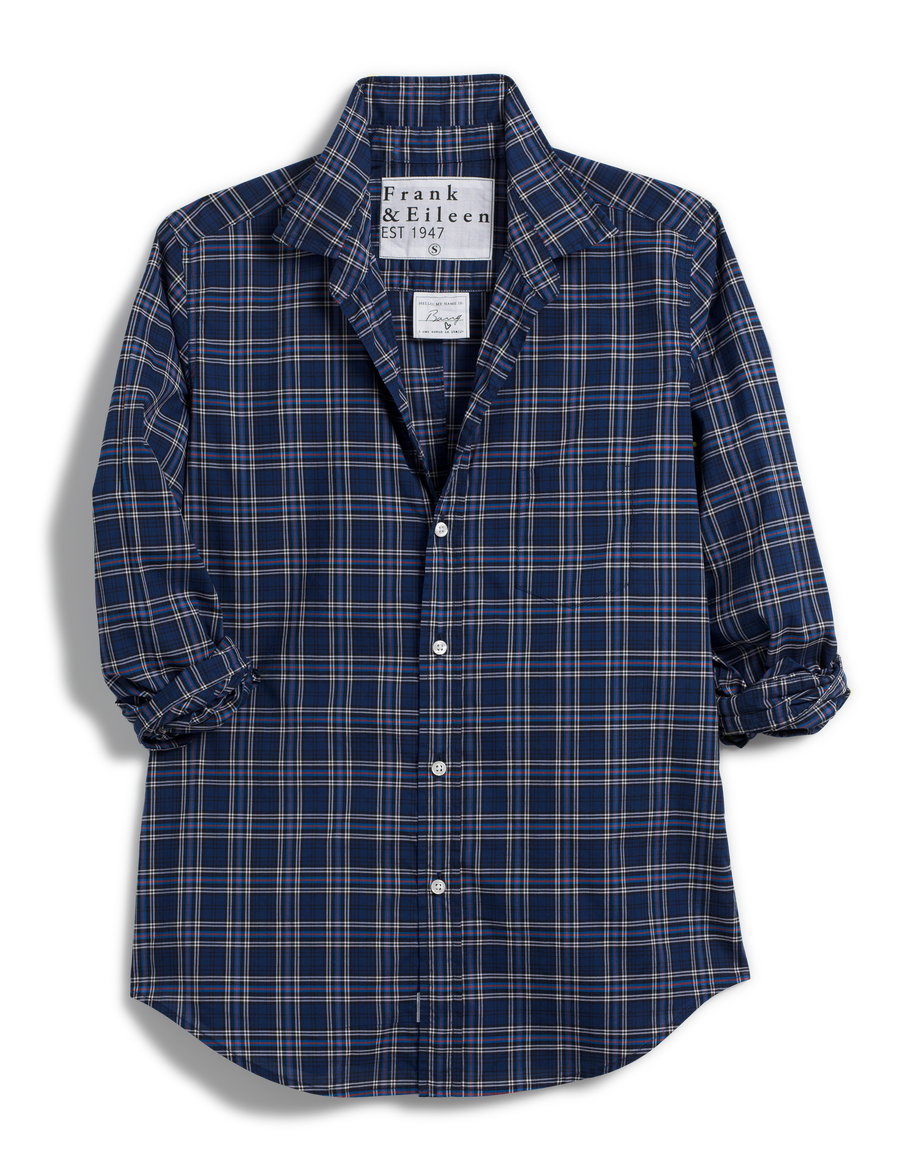 Barry, Tailored Button Up Shirt, Navy Plaid Frank & Eileen