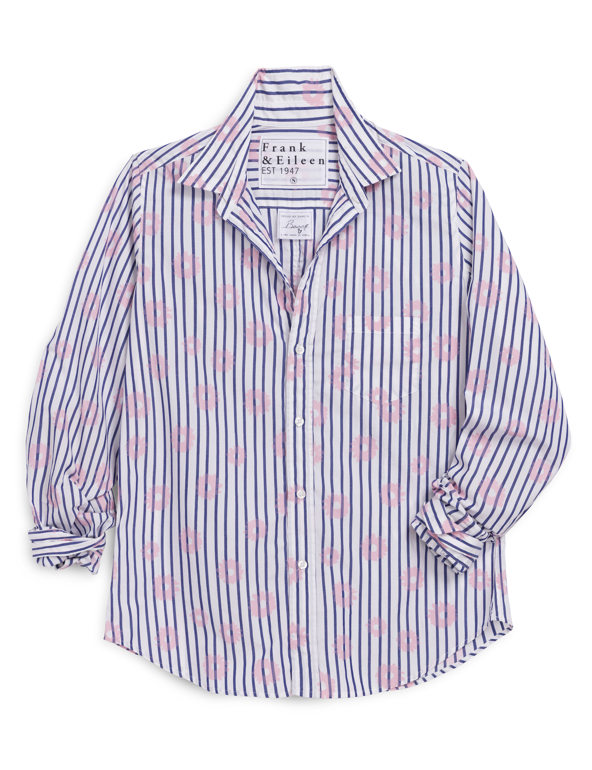 BARRY Pink Flowers with Blue Stripe, Superluxe, front view