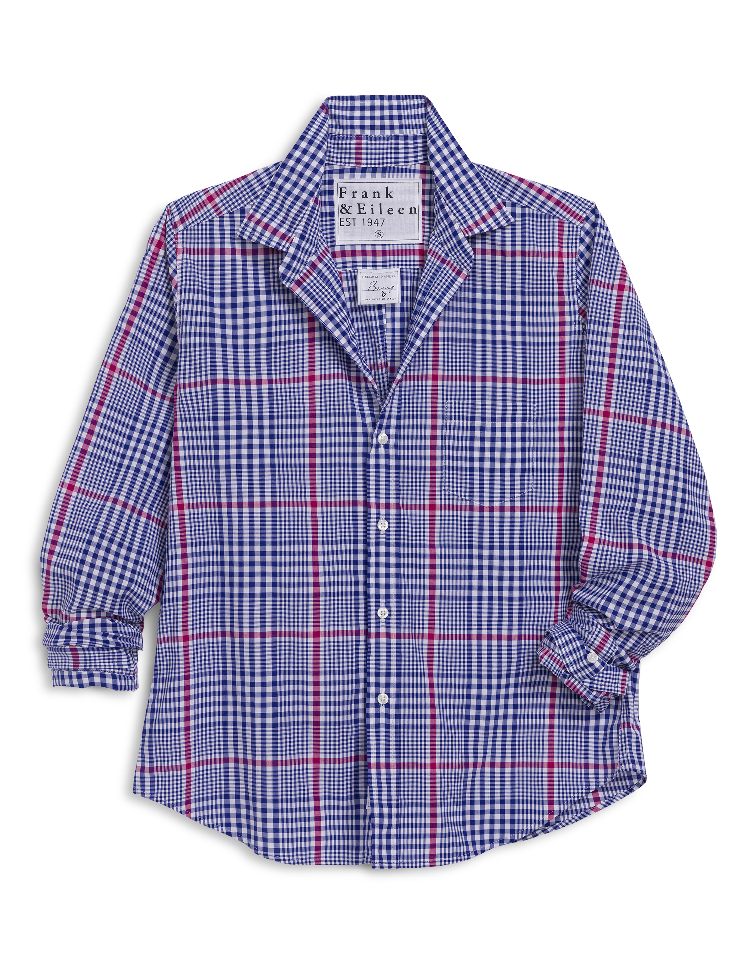 BARRY Pink and Blue Plaid, Italian Cotton, front view