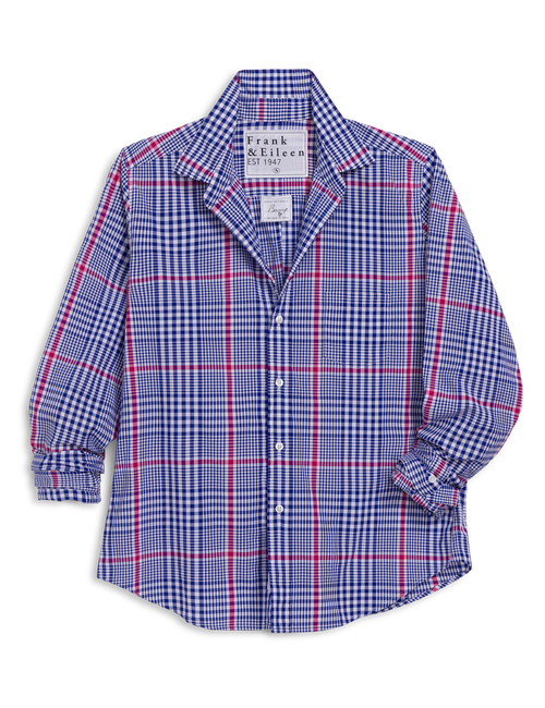 BARRY Pink and Blue Plaid, Italian Cotton, front view