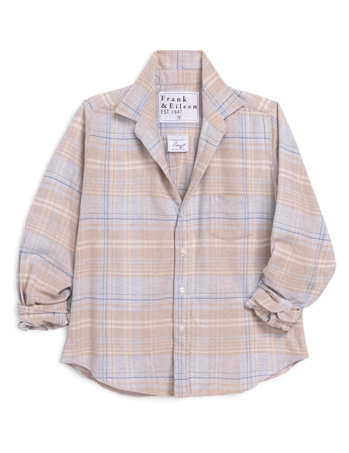 BARRY Sand and Blue Plaid, Italian Flannel, front view