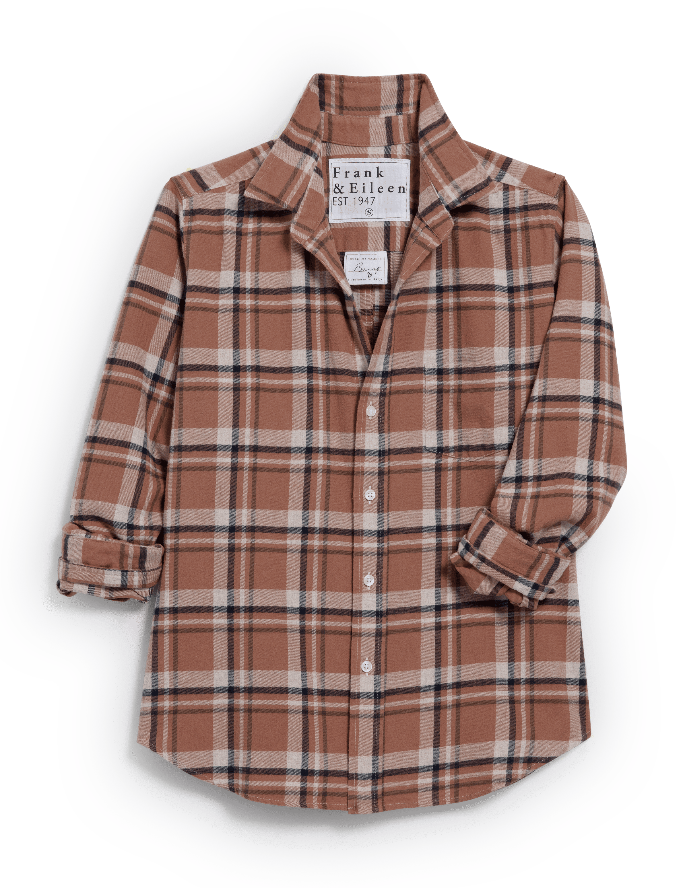 BARRY Tan and Brown with Navy Plaid, Italian Flannel, front view