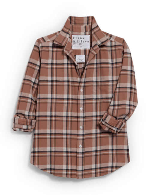 BARRY Tan and Brown with Navy Plaid, Italian Flannel, front view