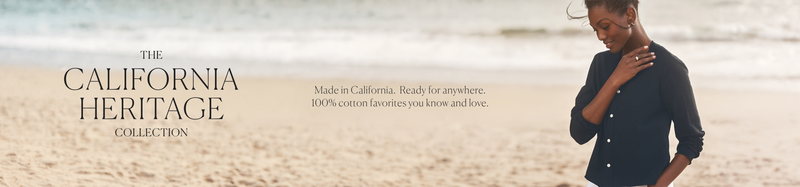 Person on a beach with 'California Heritage Collection' text overlay