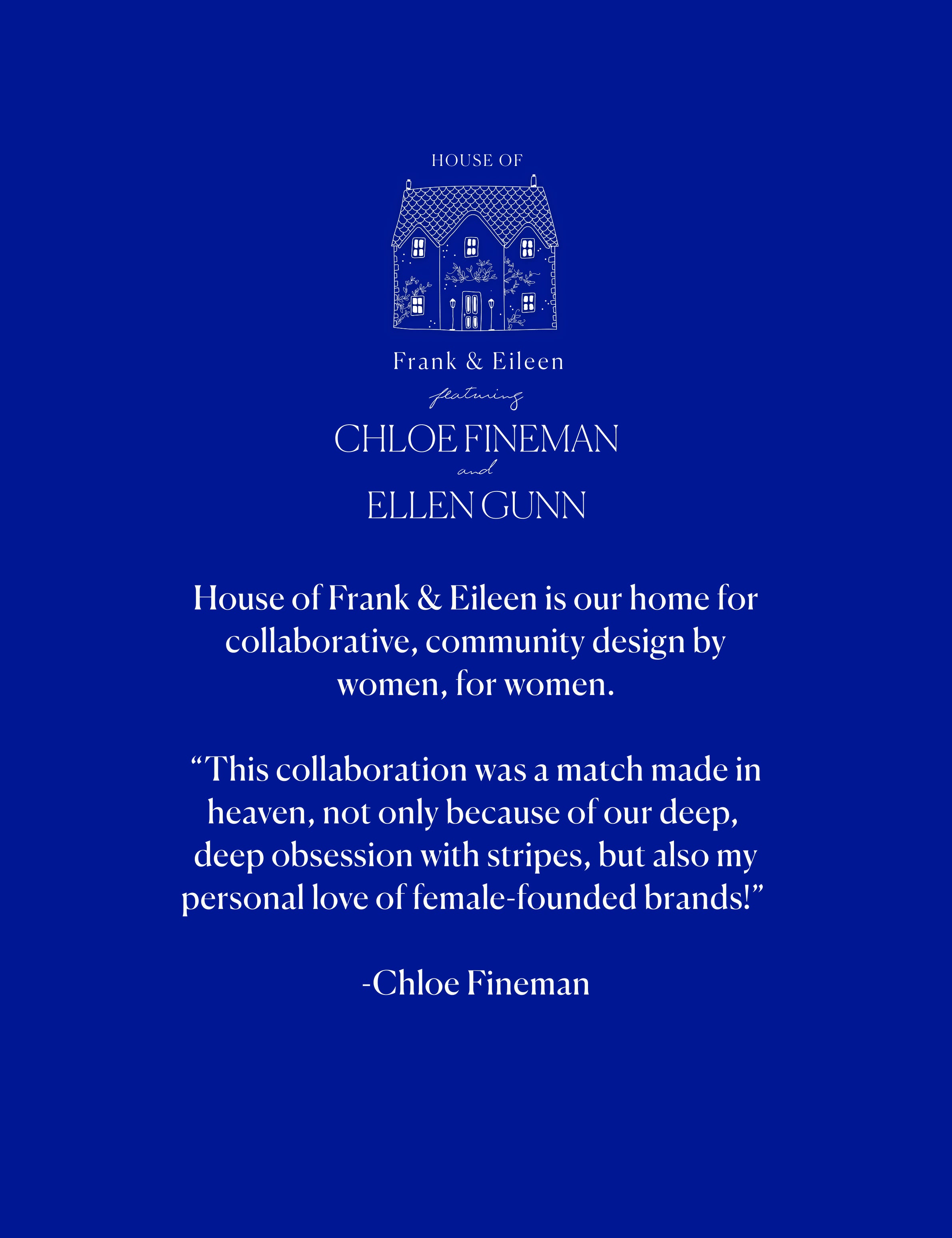 Promotional graphic for House of Frank & Eileen with branding and text on a blue background, view 6