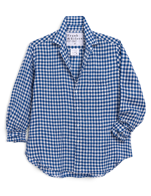 EILEEN Blue Check, Italian Classic Linen, front view
