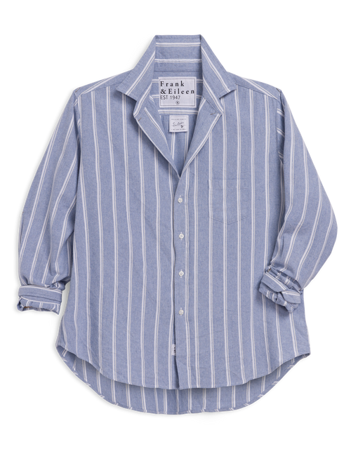 EILEEN Blue and White Stripe, Italian Flannel, front view