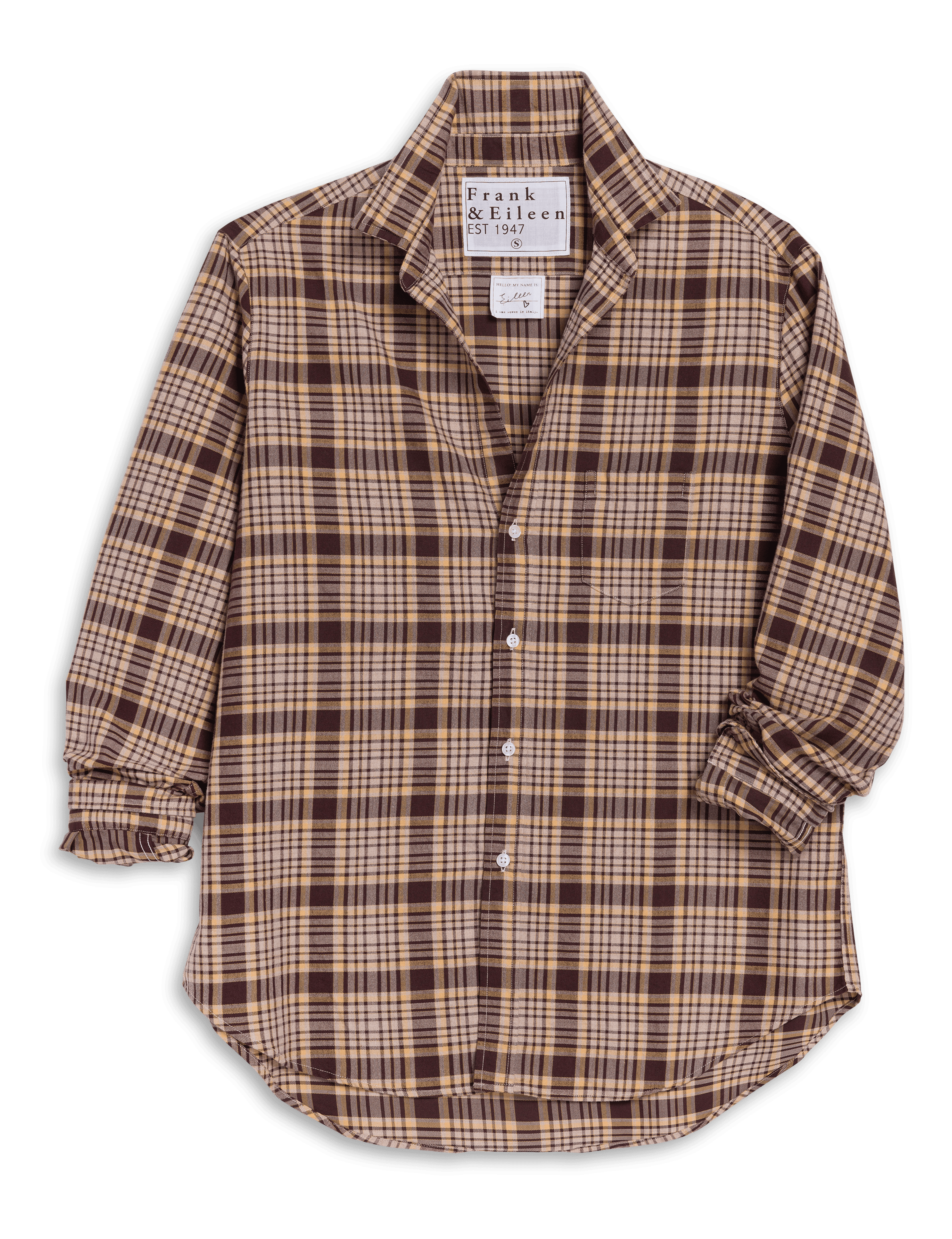 EILEEN Brown and Cream with Yellow Plaid, Italian Flannel
