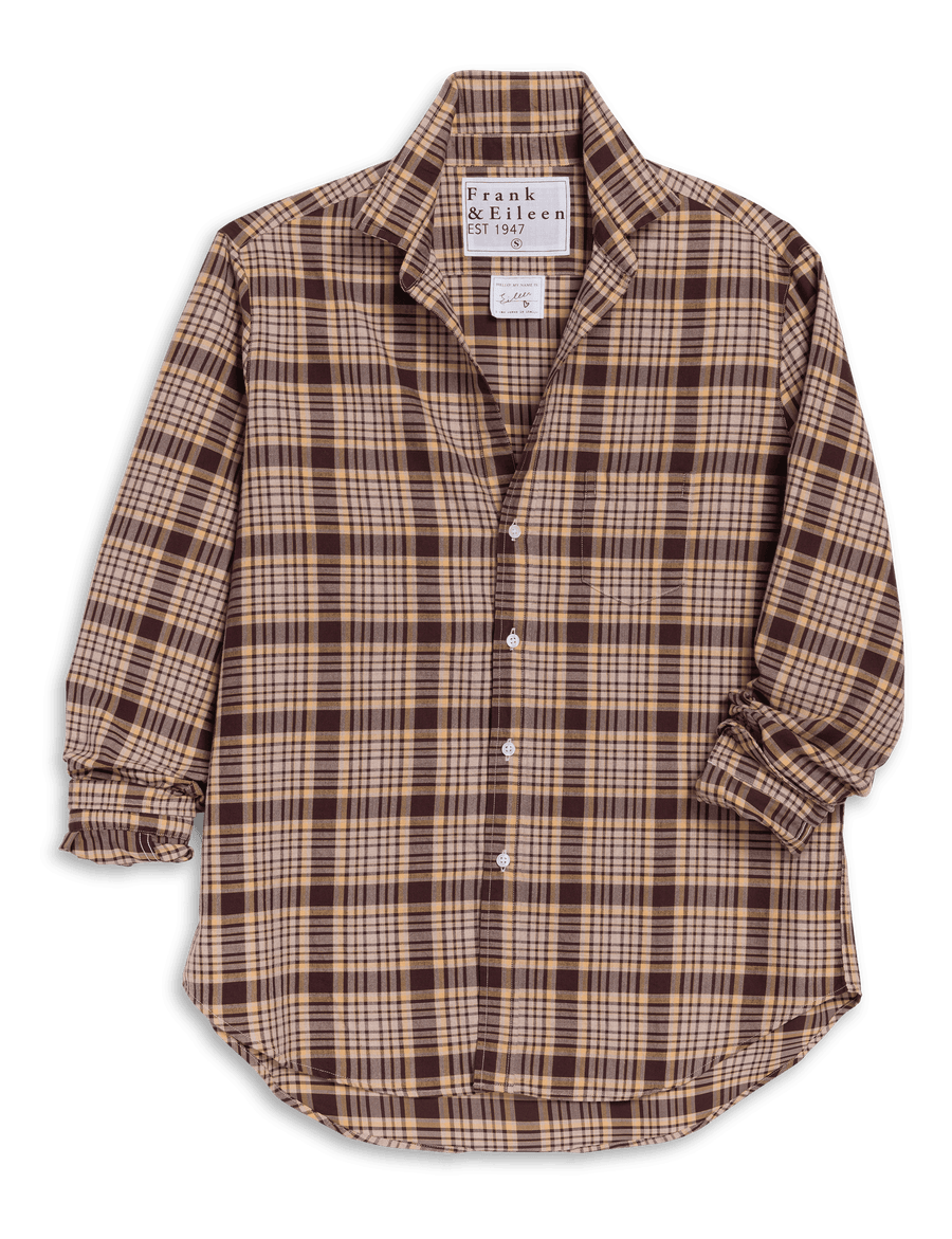 EILEEN Brown and Cream with Yellow Plaid, Italian Flannel