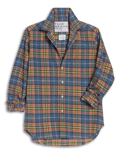 EILEEN Orange and Green with Blue Plaid, Italian Flannel, view 5