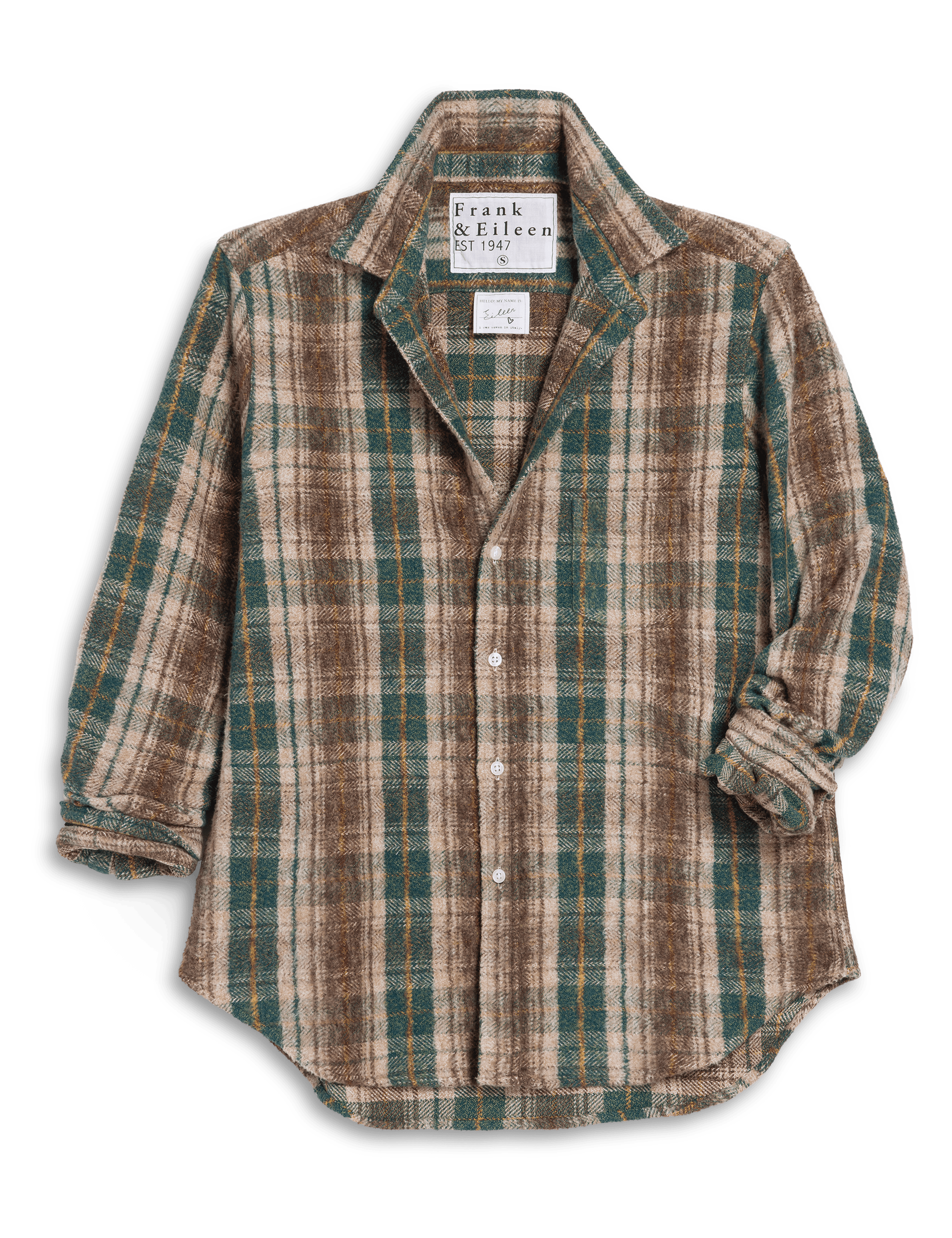 EILEEN Brown and Green with Sand Plaid, Italian Flannel
