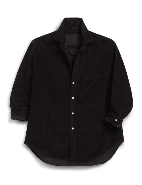 Black button-up shirt on a white background, view 4