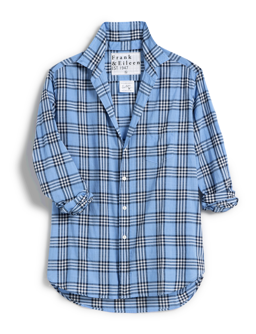 EILEEN Blue and Navy Plaid, Casual Cotton