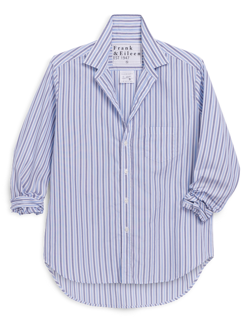 EILEEN Blue and Navy Multi Stripe, Italian Cotton, front view