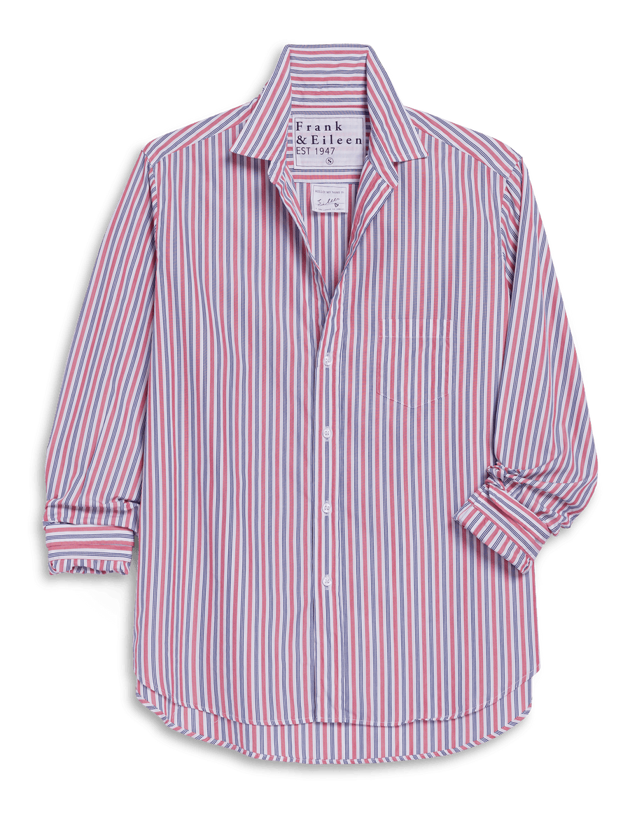 Eileen, Relaxed Button-Up Shirt, Red Stripe | Frank & Eileen