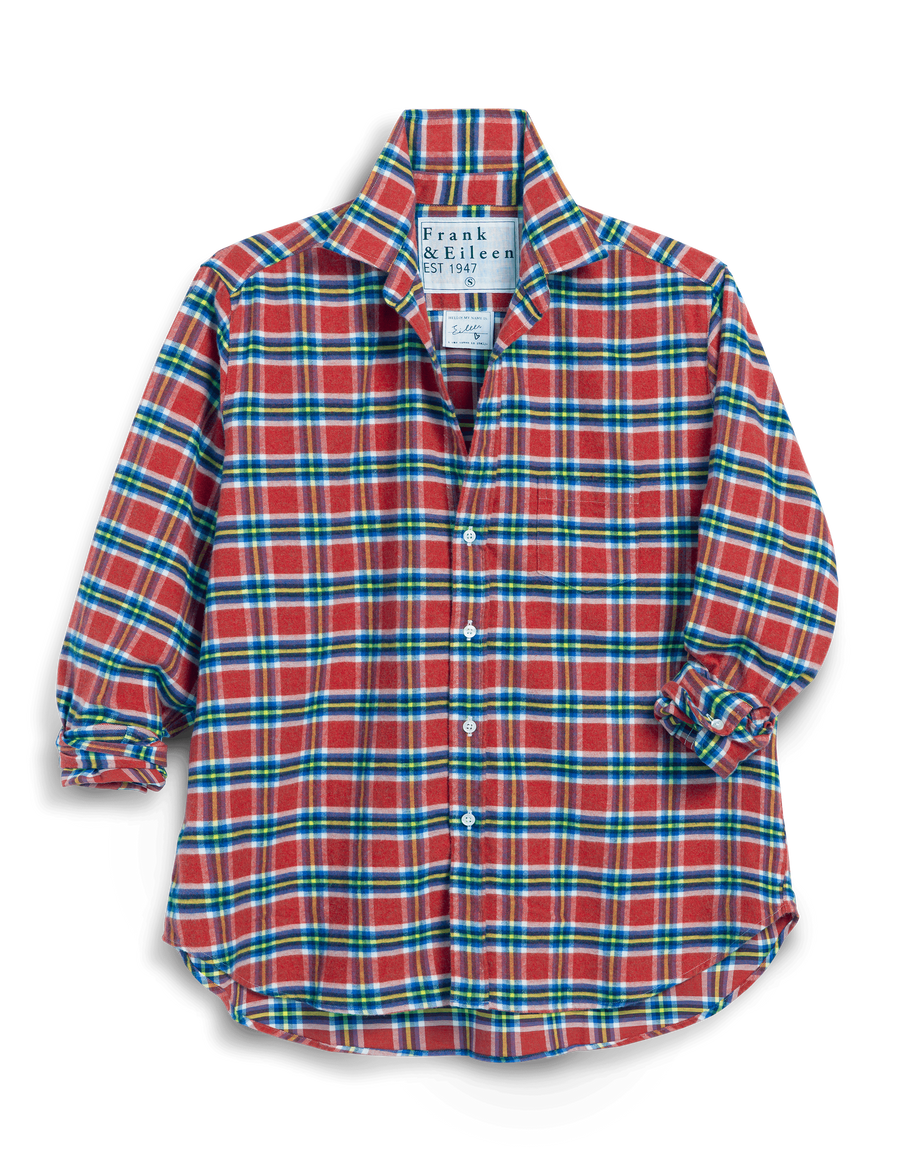 EILEEN Red and Yellow with Blue Plaid, Italian Flannel